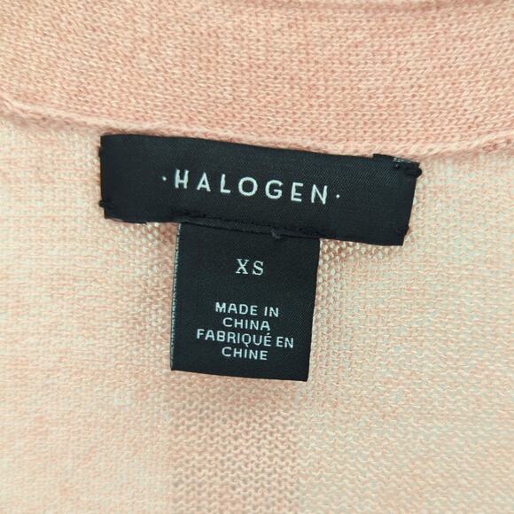 Halogen Sweater Womens XS Pink Linen Sheer Feminine Balletcore Cardigan Pastel - Picture 3 of 9
